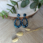 Statement oorbel blauw glitter