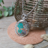 Ketting medaillon zilver, blauwe bloemen